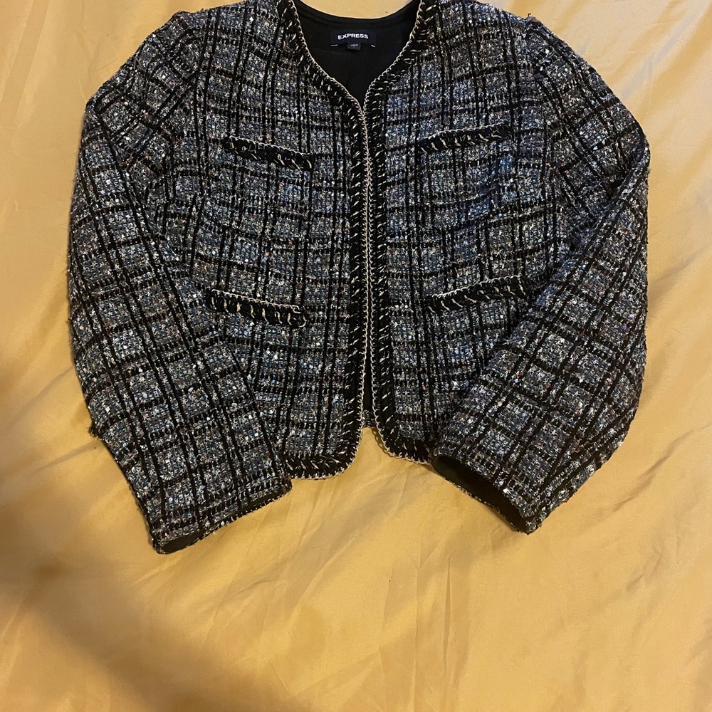 Express Boucle Tweed Blazer